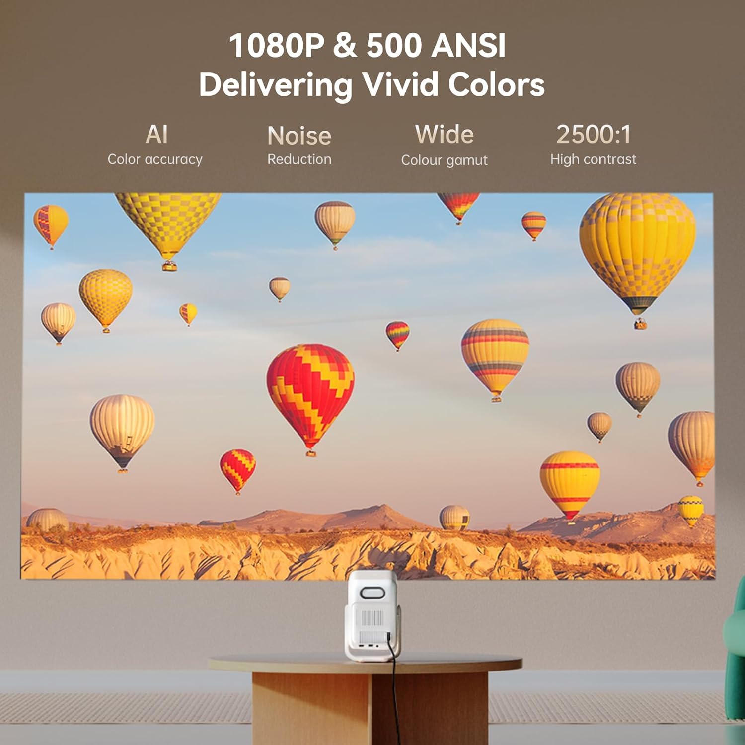 Wanbo T2 Ultra Smart Projector – Native 1080p Full HD, 500 ANSI Lumens, Fully Automatic, Netflix L1 Certified, 120° Rotatable Stand - Audiomaxx India