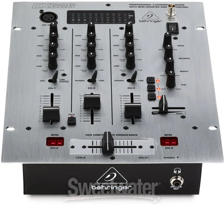 Behringer Pro Mixer DX626 Professional 3-Channel DJ Mixer with BPM Counter and VCA Control