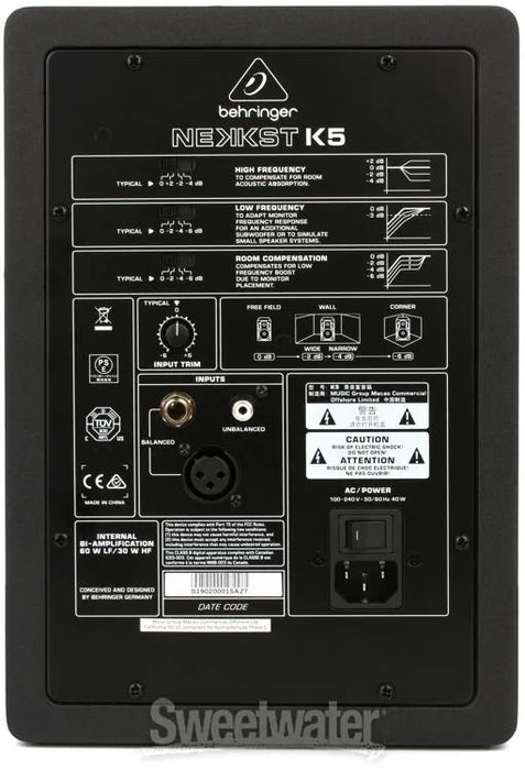 Behringer Nekkst K5 Audiophile Bi-Amped 5" 150-Watt Studio Monitor with Advanced Waveguide Technology - Each