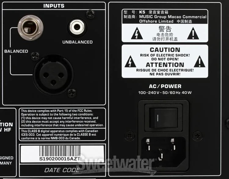 Behringer Nekkst K5 Audiophile Bi-Amped 5" 150-Watt Studio Monitor with Advanced Waveguide Technology - Each