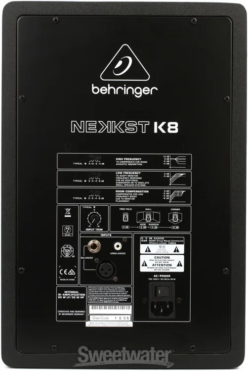 Behringer Nekkst K8 Audiophile Bi-Amped 8" 150-Watt Studio Monitor with Advanced Waveguide Technology - Each