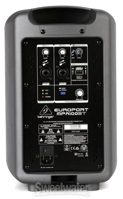 Behringer Europort MPA100BT Battery-powered 100W Speaker with Wireless Handheld Microphone