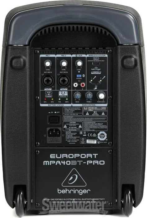 Behringer MPA40BT-Pro All-in-One Portable PA System With Bluetooth Connectivity and Battery Operation - Each