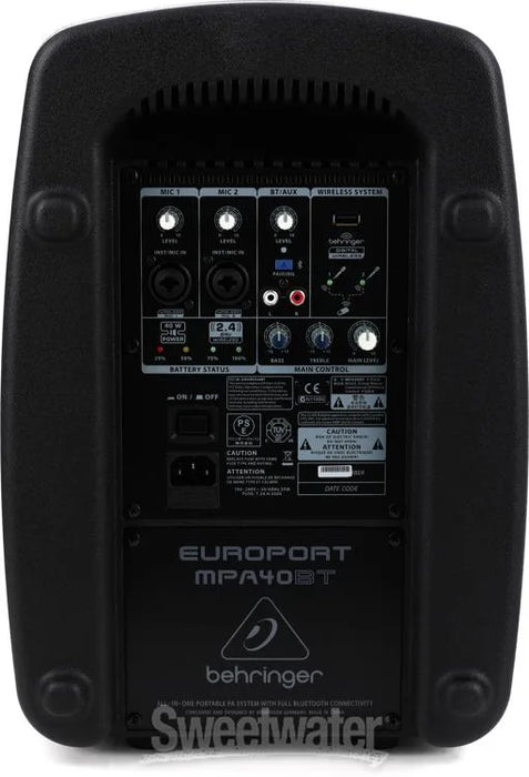 Behringer MPA40BT All-in-One Portable 40W PA System With Bluetooth Connectivity and Battery Operation - Each