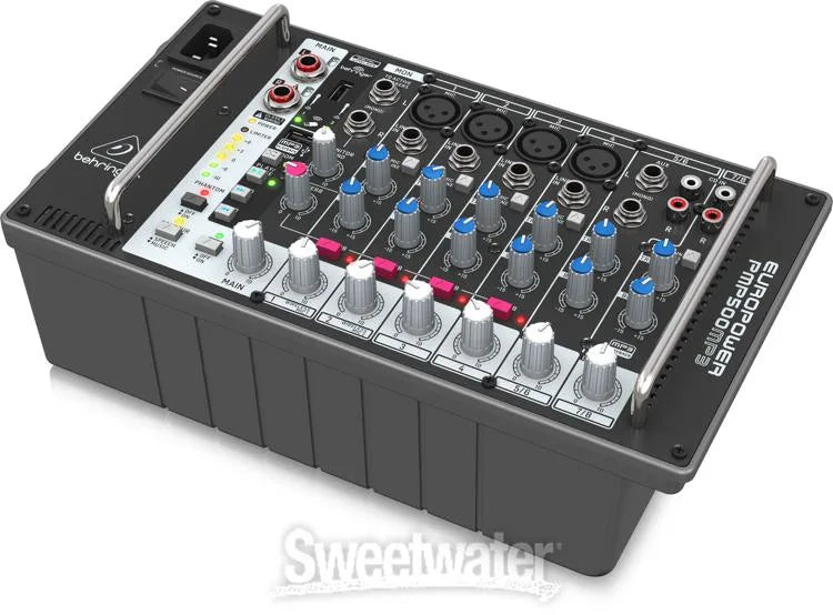 Behringer EUROPOWER PMP500MP3 8channel Ultra-Compact 500W Powered Mixer with MP3 Player, Reverb and Wireless Option