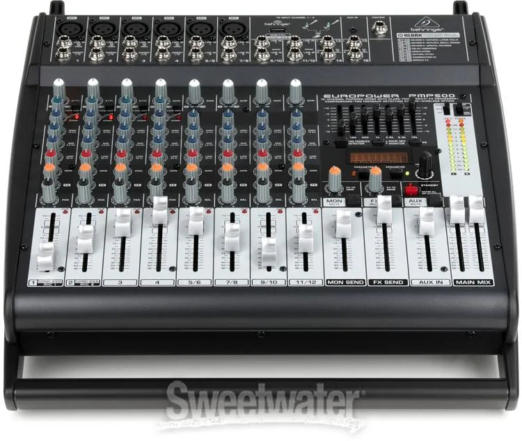 Behringer Europower PMP500 12-Channel 500W Powered Mixer With Klark Teknik Multi-FX Processor, Compressors, FBQ Feedback Detection System and Wireless Option