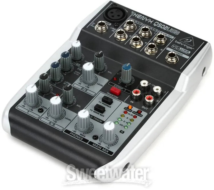 Behringer Xenyx Q502USB Premium 5-Input 2-Bus Mixer with XENYX Mic Preamp and Compressor, British EQ and USB/Audio Interface