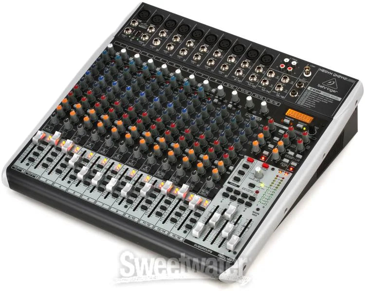 Behringer Xenyx QX2442USB Premium 24-Input 4/2-Bus Mixer with XENYX Mic Preamps and Compressors, Klark Teknik Multi-FX Processor, Wireless Option and USB/Audio Interface