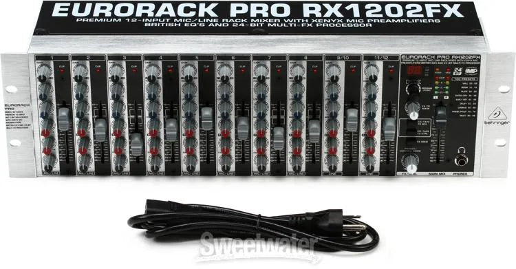 Behringer Eurorack Pro RX1202FX Premium 12-Input Mic/Line Rack Mixer with XENYX Mic Preamplifiers, British EQ’s and Multi-FX Processor