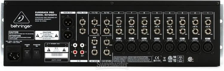 Behringer Eurorack Pro RX1202FX Premium 12-Input Mic/Line Rack Mixer with XENYX Mic Preamplifiers, British EQ’s and Multi-FX Processor