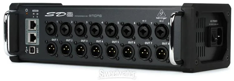 Behringer SD8 I/O Stage Box with 8 Remote-Controllable Midas Preamps, 8 Outputs, AES50 Networking and ULTRANET Personal Monitoring Hub