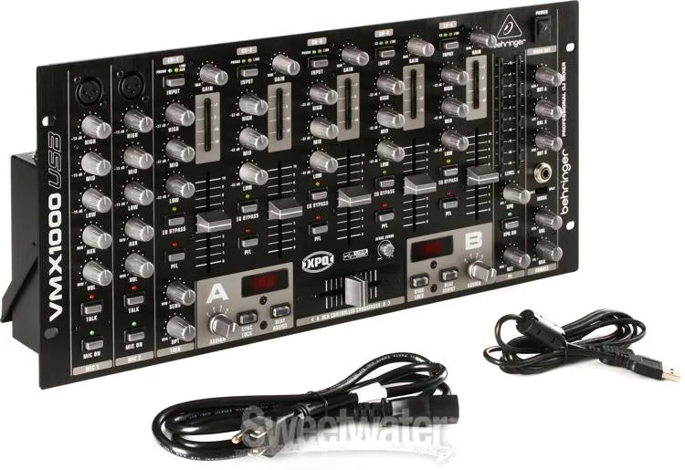 Behringer Pro Mixer VMX1000USB Professional 7-Channel Rack-Mount DJ Mixer with USB/Audio Interface, BPM Counter and VCA Control