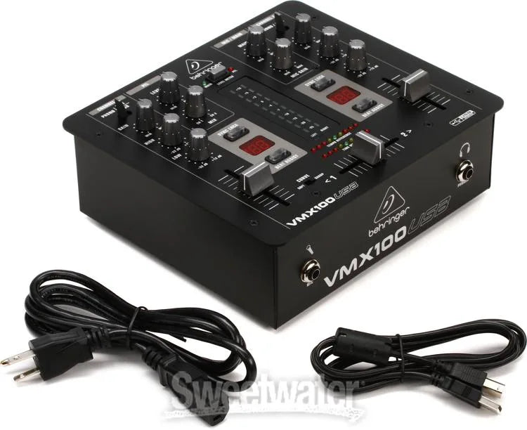 Behringer Pro Mixer VMX100USB Professional 2 Channel DJ Mixer with USB/Audio Interface, BPM Counter and VCA Control