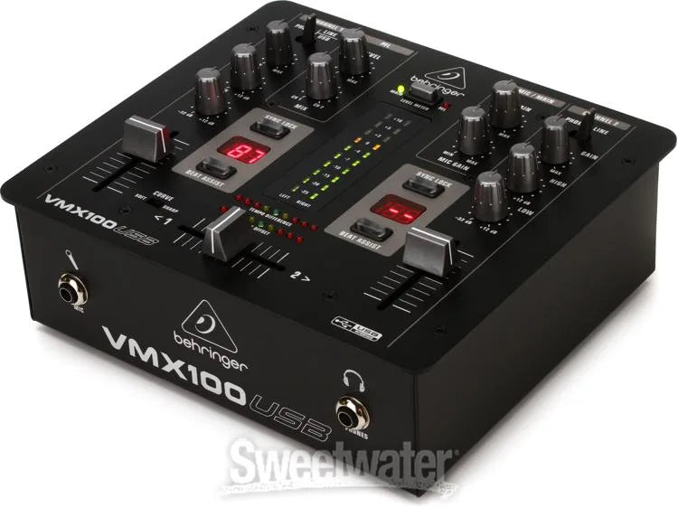 Behringer Pro Mixer VMX100USB Professional 2 Channel DJ Mixer with USB/Audio Interface, BPM Counter and VCA Control