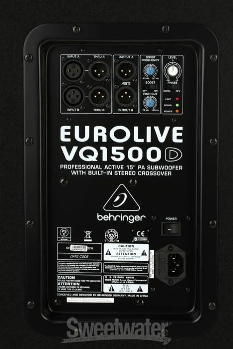 Behringer EUROLIVE VQ1500D, 500W 15 inch Powered Subwoofer - Each