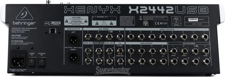 Behringer Xenyx X2442USB Premium 24-Input 4/2-Bus Mixer with XENYX Mic Preamps and Compressors, British EQ, 24-Bit Multi-FX Processor and USB/Audio Interface