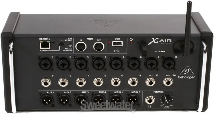 Behringer X Air XR16 16-Input Digital Mixer for iPad/Android Tablets with 8 Programmable Midas Preamps, 8 Line Inputs, Integrated WiFi Module and USB Stereo Recorder