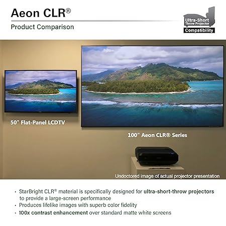 Elite AR100H-CLR Aeon CLR Series, 100" 16:9, Edge Free ALR Fixed Frame, Ultra Short Throw, Ceiling Light Rejecting