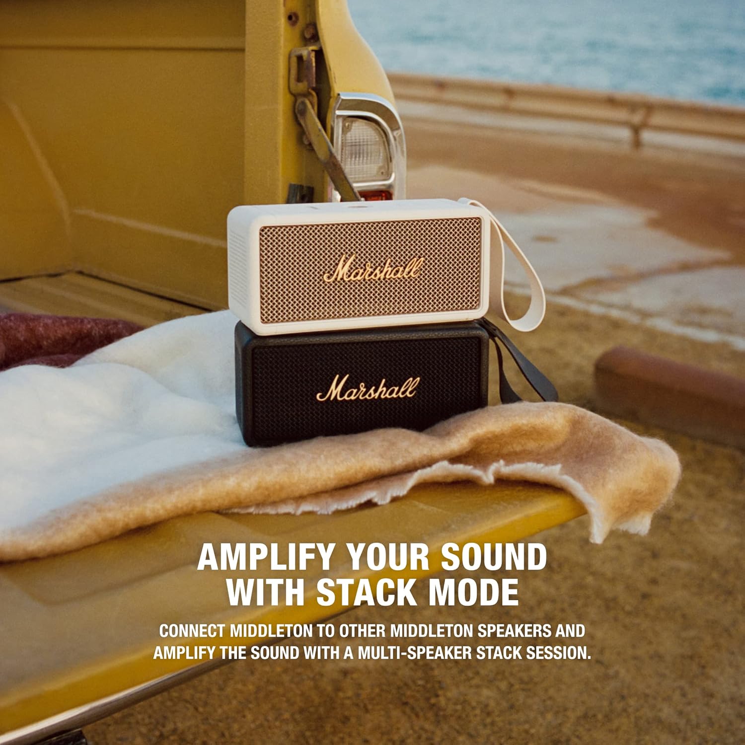 Marshall Middleton Portable Bluetooth Speaker with 20+ Hours of Portable Playtime, 360° Sound, Dust & Waterproof (IP67)