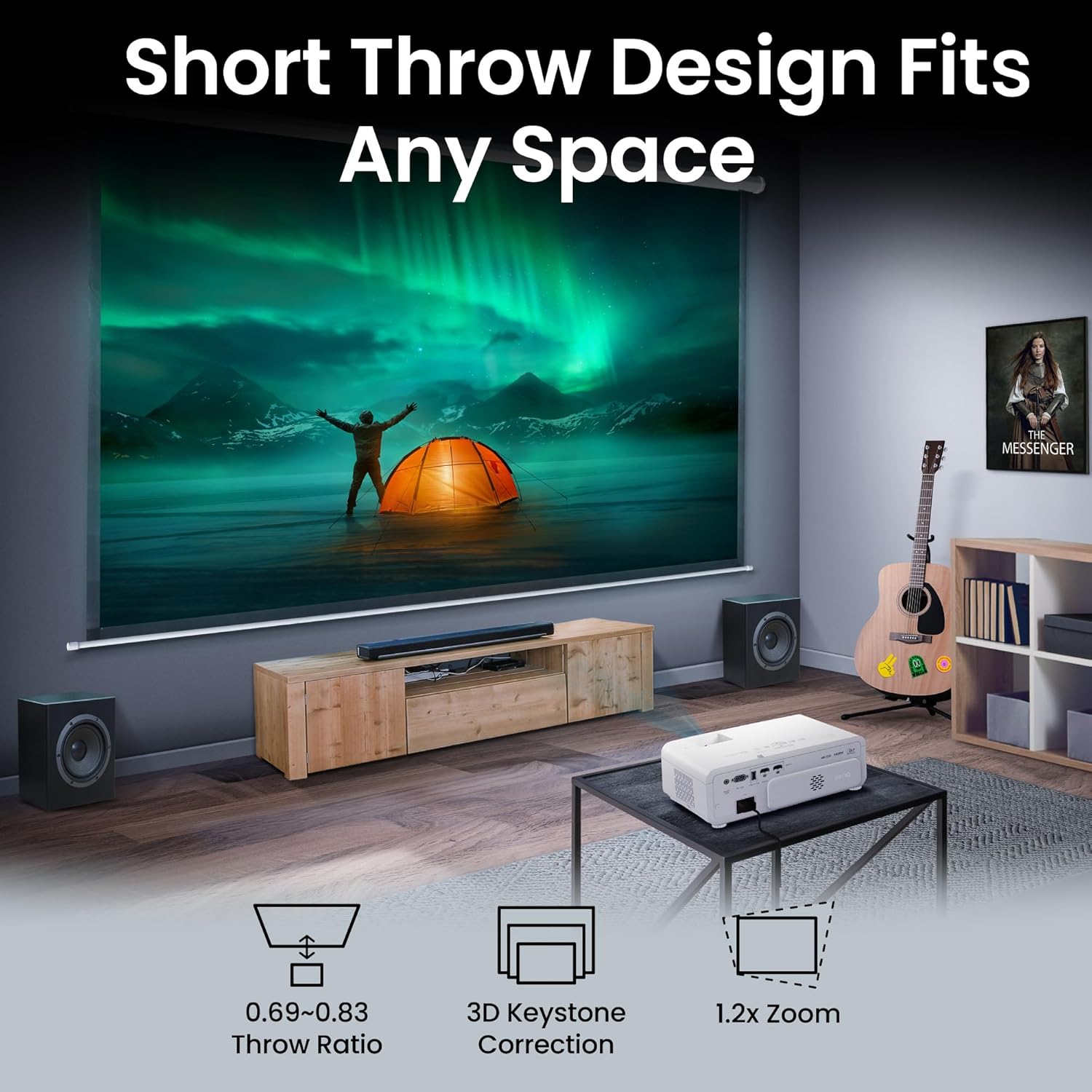 BenQ TK710STi 4K HDR Laser 3200 Lumens Movie and Gaming Short Throw Projector with 4ms Response Time