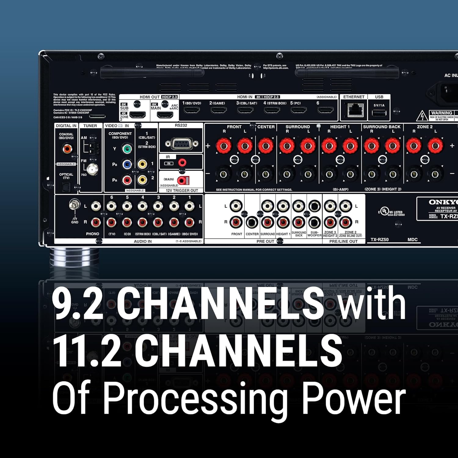 Onkyo TX RZ50 9.2 Ch AVR Home Theater Receiver.