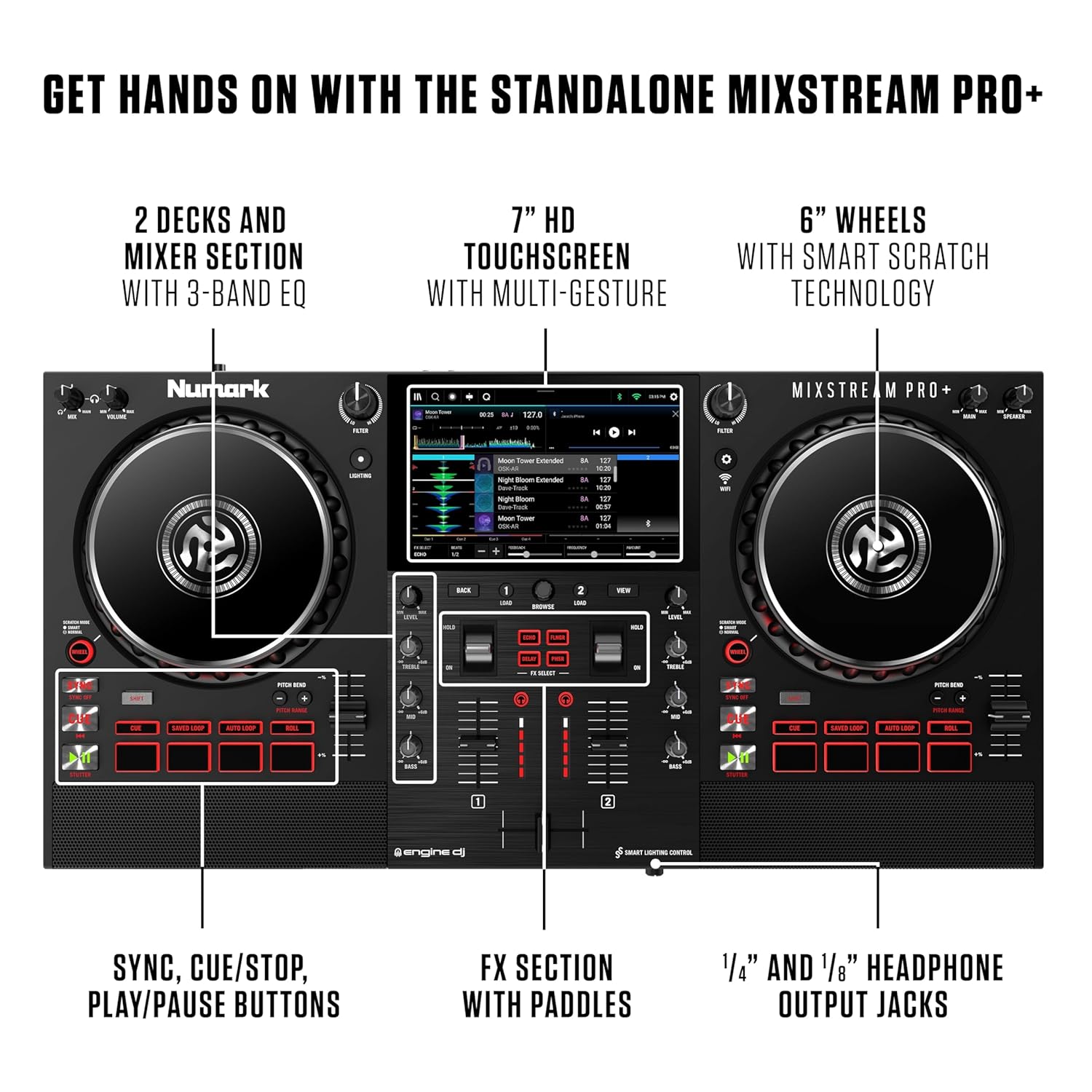 Numark Mixstream Pro + Standalone Streaming DJ Controller with Amazon