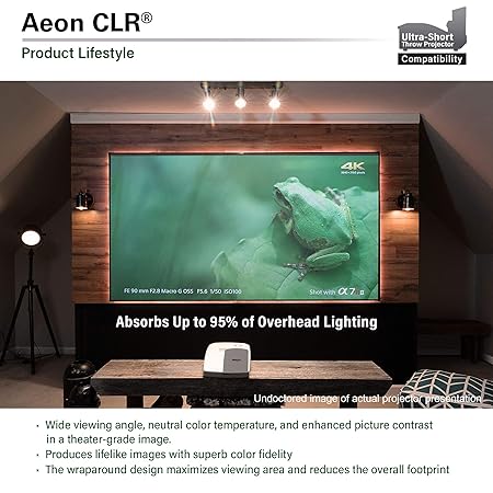 Elite AR100H-CLR Aeon CLR Series, 100" 16:9, Edge Free ALR Fixed Frame, Ultra Short Throw, Ceiling Light Rejecting