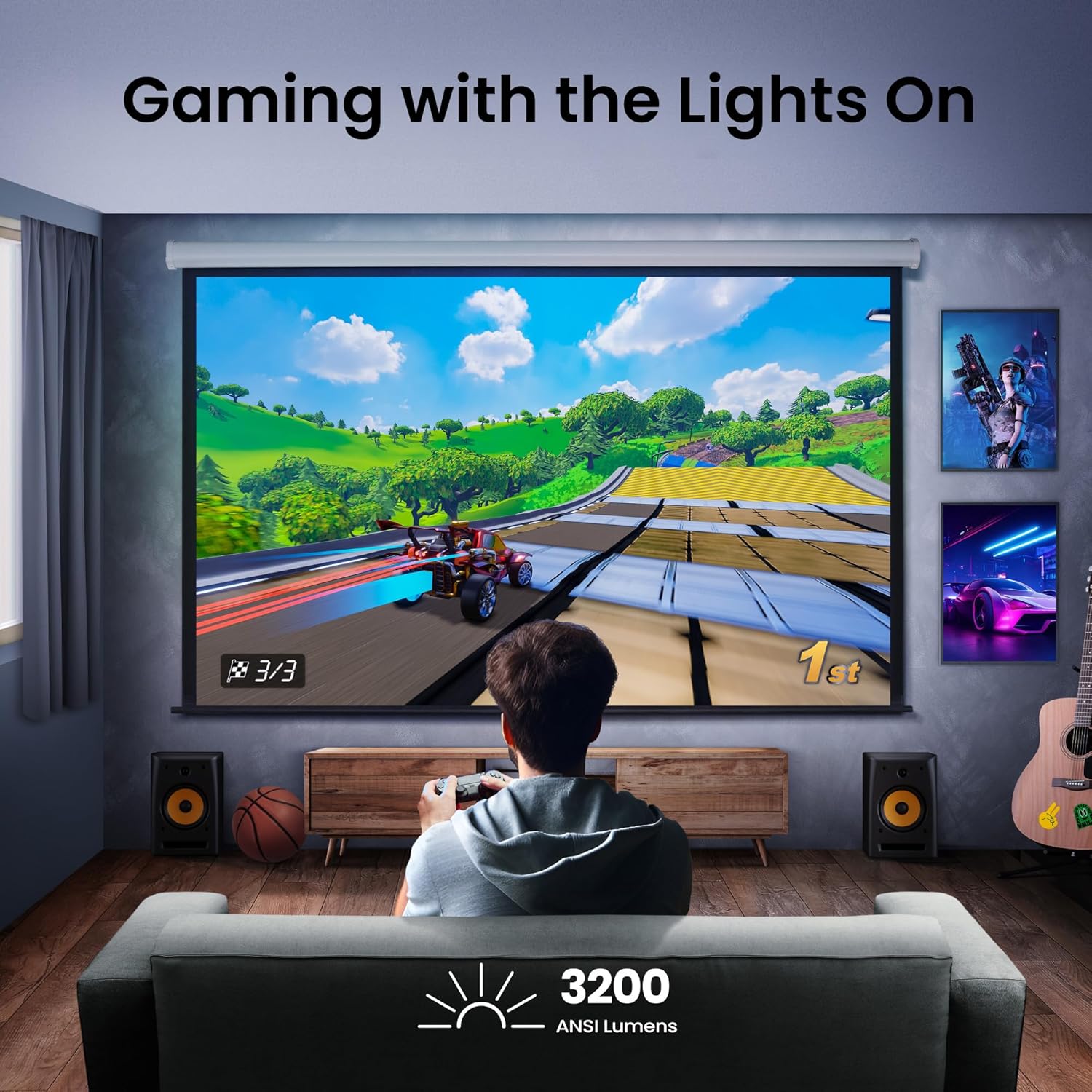 BenQ TK710STi 4K HDR Laser 3200 Lumens Movie and Gaming Short Throw Projector with 4ms Response Time