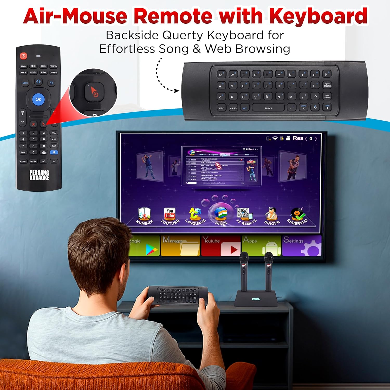 Persang Symphony+ Android Karaoke System HDMI 1080 With Preloaded Songs And 2 Wirelss Mics