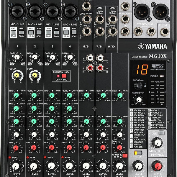 Yamaha MG10X CV Analog Mixing Console, High-grade effects: SPX with 24