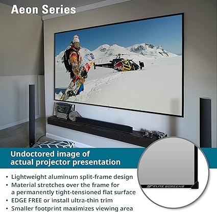 Elite AR100WH2 Aeon Series, 100-inch 16:9, 8K/4K UHD Home Theater Fixed Frame EDGE FREE Borderless Projector Screen