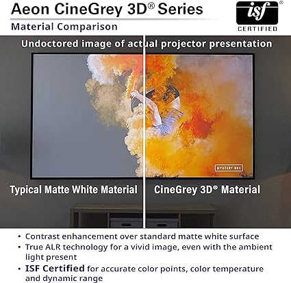 Elite AR92DHD3 Edge Free Ambient Light Rejecting Fixed Frame Projection Projector Screen,Aeon CineGrey 3D Series, 92-inch 16:9