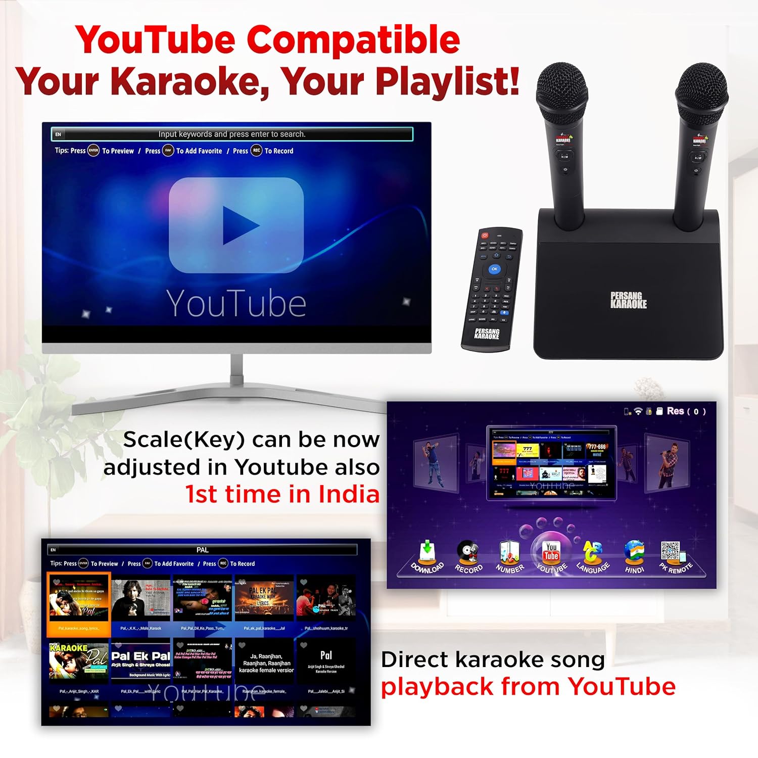 Persang Symphony+ Android Karaoke System HDMI 1080 With Preloaded Songs And 2 Wirelss Mics