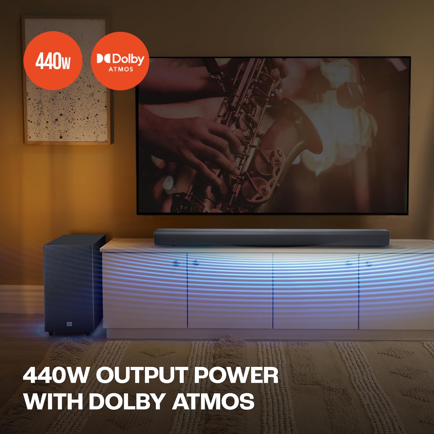 JBL Cinema SB590 Deep Bass, Dolby Atmos Soundbar with Wireless Subwoofer