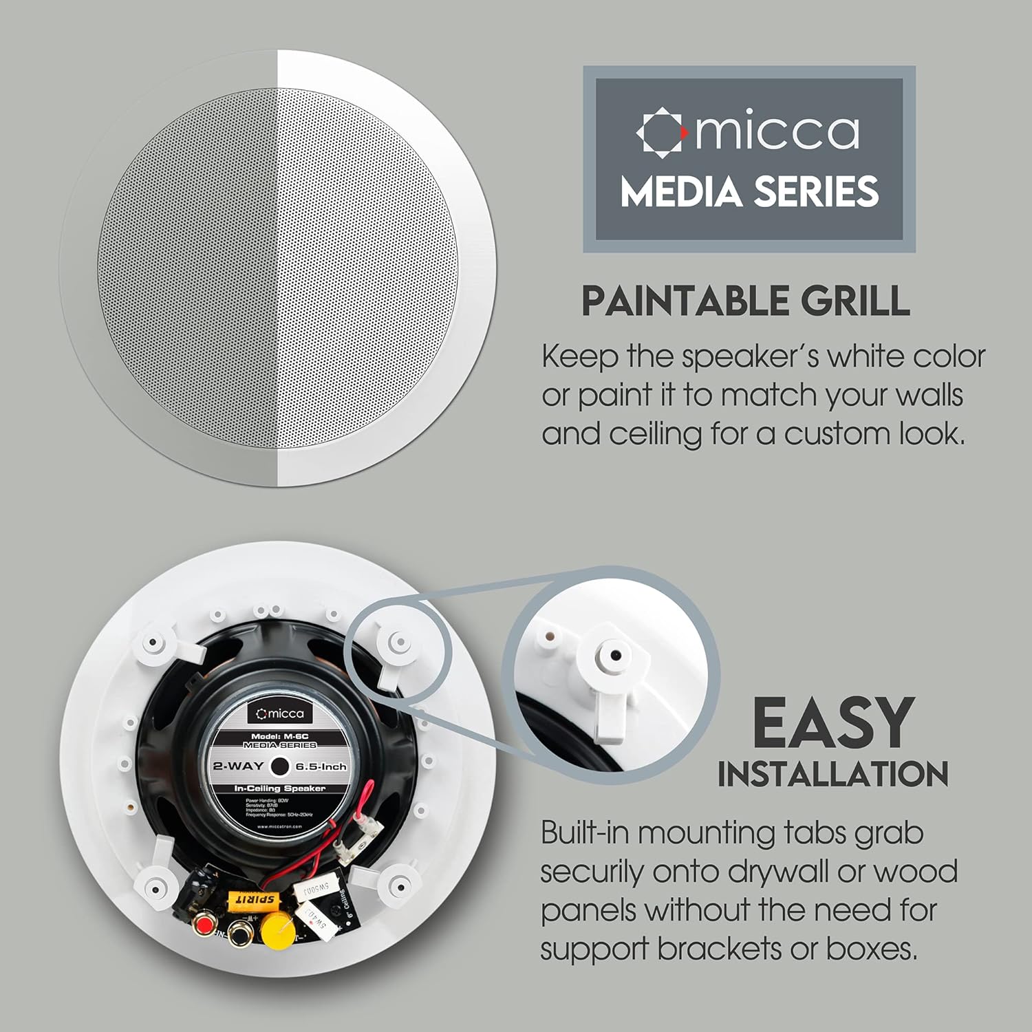 Micca M-6C 75W 6.5 " 2-Way In-Ceiling In-Wall Speaker - Each