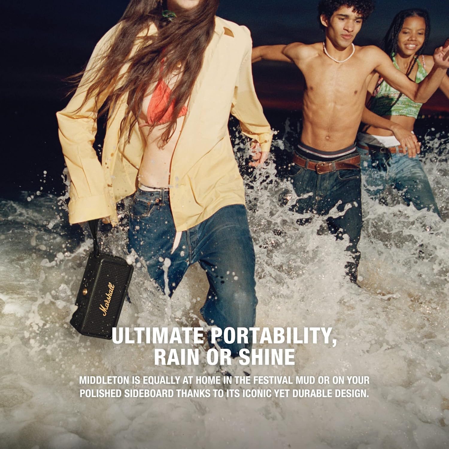 Marshall Middleton Portable Bluetooth Speaker with 20+ Hours of Portable Playtime, 360° Sound, Dust & Waterproof (IP67)