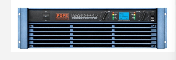 POPE MA‐8200D, 2*2300 W RMS  @ 4Ω 3U Power Amplifier/ FIR & IIR / Dante Optional