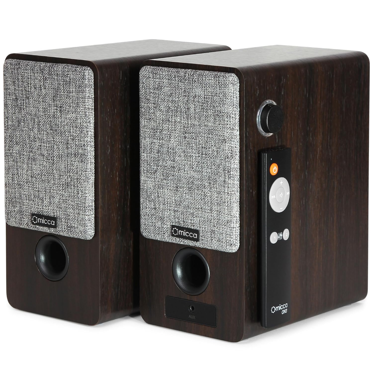 Micca ON3 48W 4" Powered Bookshelf Speakers with Remote Control - Pair