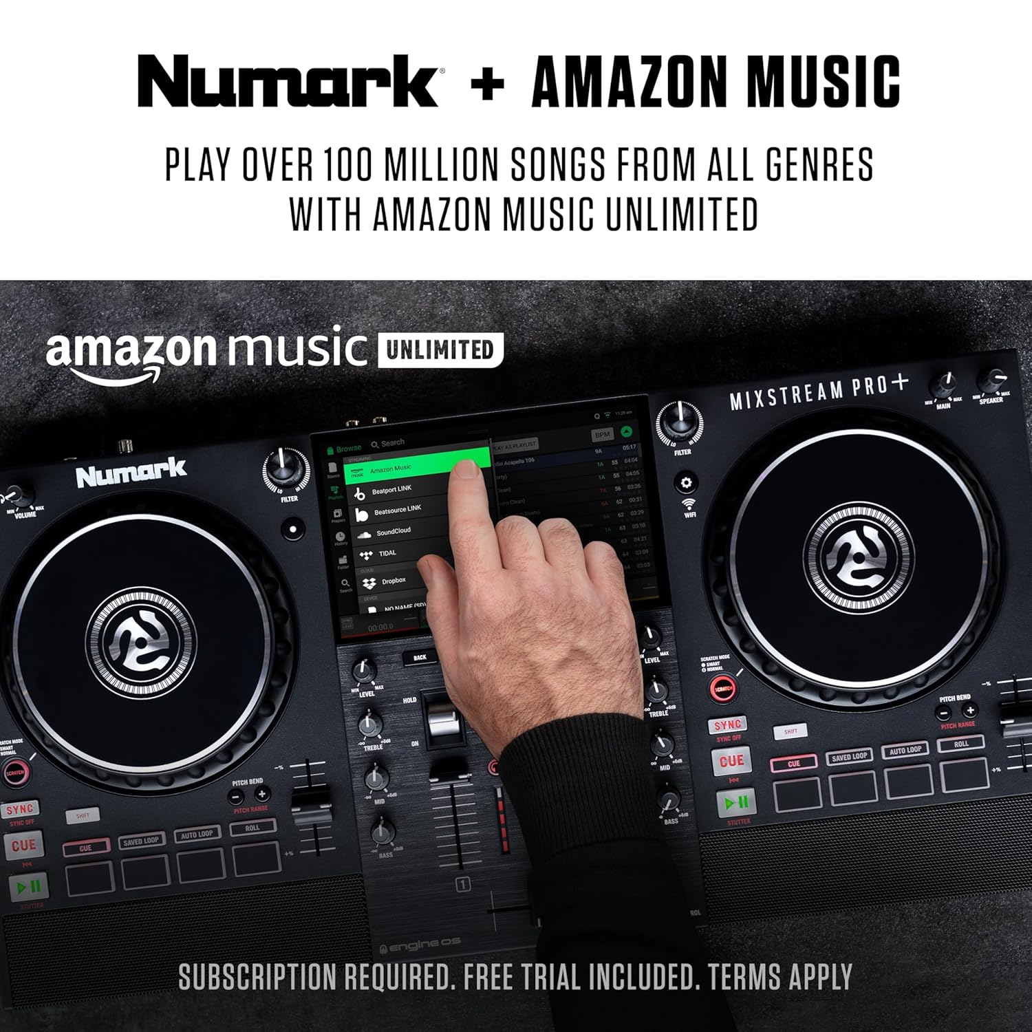 Numark Mixstream Pro + Standalone Streaming DJ Controller with Amazon Music