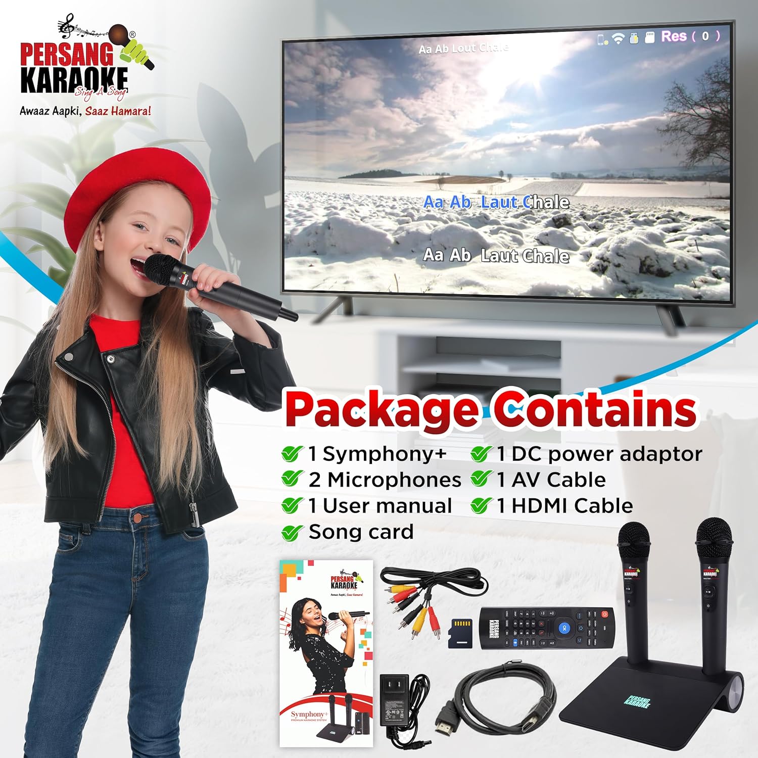 Persang Symphony+ Android Karaoke System HDMI 1080 With Preloaded Songs And 2 Wirelss Mics