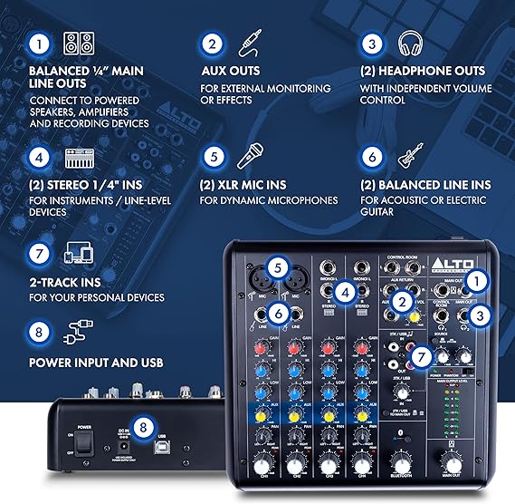 Alto Professional TRUEMIX600 6-Channel Compact Mixer with USB and Bluetooth - Each