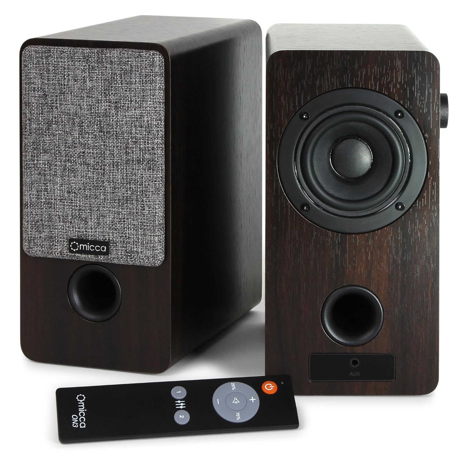 Micca ON3 48W 4" Powered Bookshelf Speakers with Remote Control - Pair