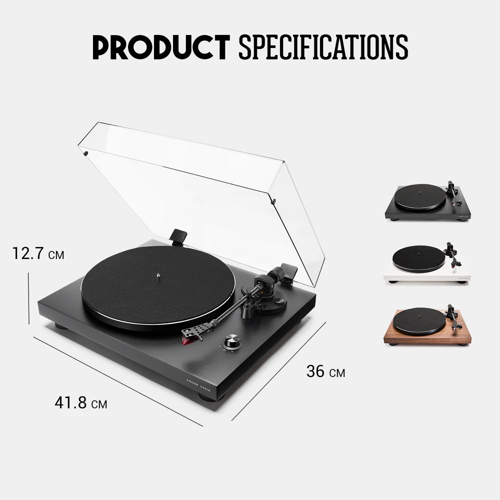 Argon Audio TT-3 Plus Belt Drive Turntable with Ortofon 2M Red Cartridge and ATS Stabilization for High-Fidelity Vinyl Playback and Enhanced Analog Sound Performance - Audiomaxx India