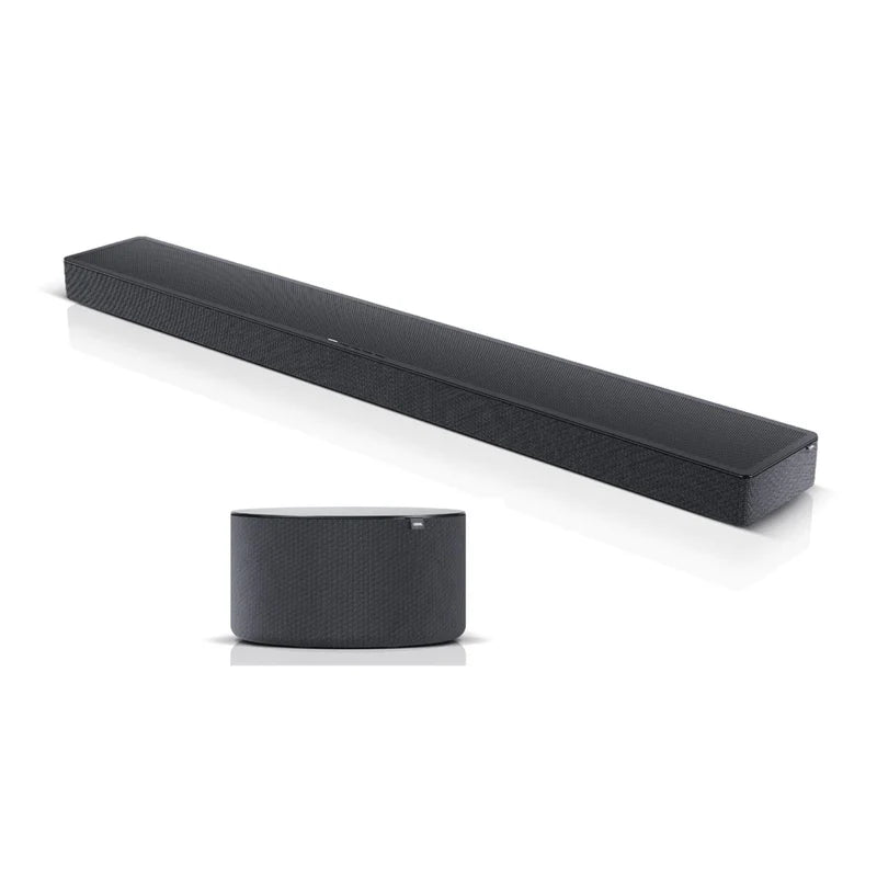 Loewe Klang Bar5 MR & Sub5 Soundbar and Subwoofer System for Premium Home Theater Audio. Designed to deliver powerful, immersive surround sound with deep bass multiroom connectivity. Perfect for movies, music, and high-end home entertainment setups