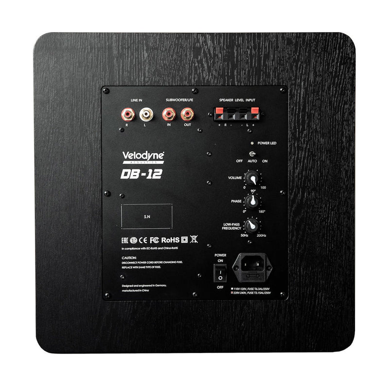Velodyne DB-12 Powered Subwoofer with 12” Driver, Class-D Amplifier & DSP Control for Deep Home Theater Bass - Audiomaxx India