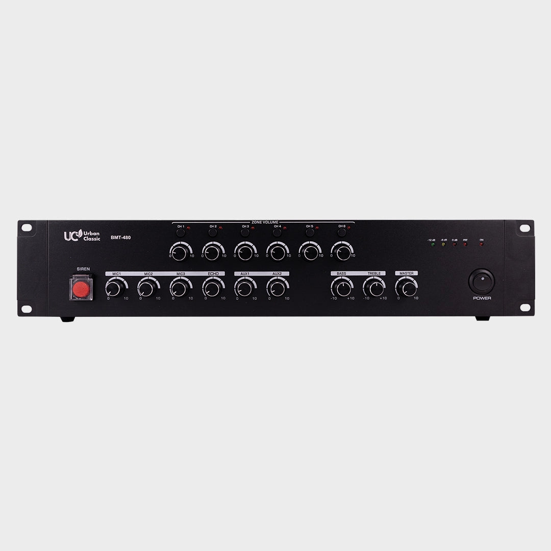 Urban Classic BMT 480 6-Zone Paging Audio Amplifier for Centralized Multi-Zone Announcements and Professional PA System Control - Audiomaxx India