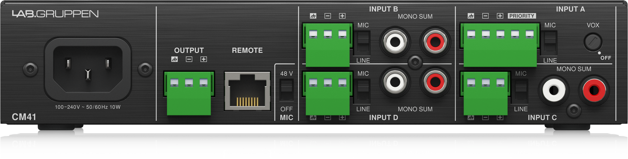 LAB.Gruppen CM41 Commercial Mixer with 4 Inputs and 1 Output - Each