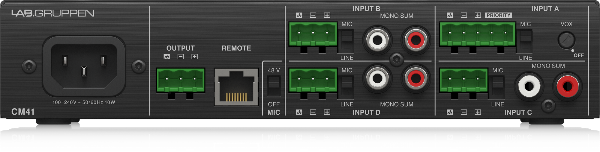 LAB.Gruppen CM41 Commercial Mixer with 4 Inputs and 1 Output - Each