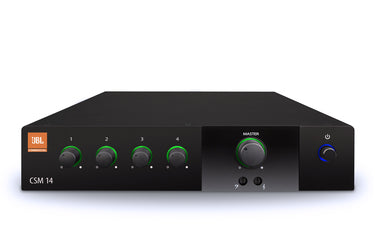 JBL CSM-14 Commercial Mixer – 4 Input / 1 Output Compact Audio Mixer with Paging and Background Music Support - Audiomaxx India