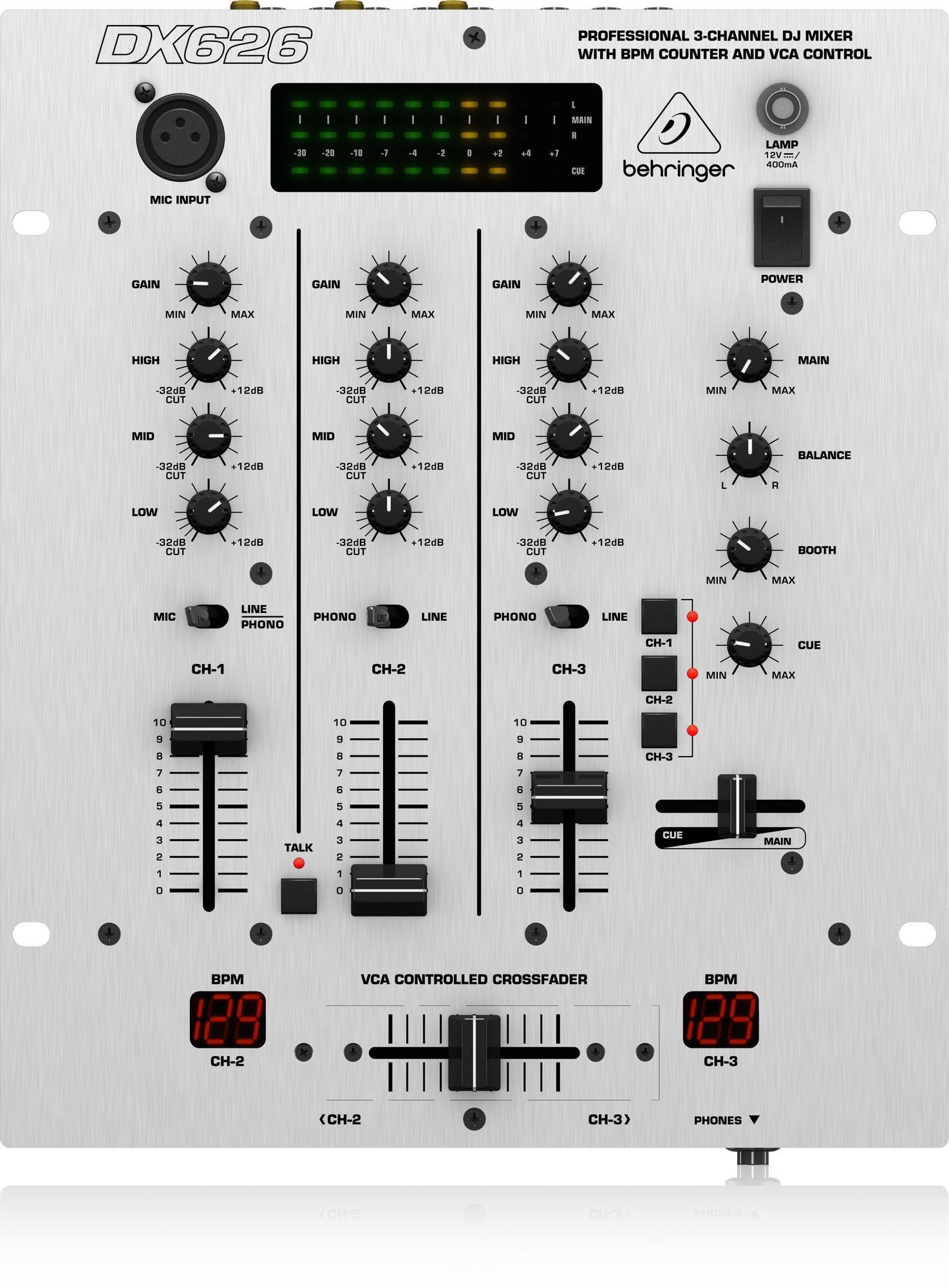 Behringer Pro Mixer DX626 Professional 3-Channel DJ Mixer with BPM Counter and VCA Control